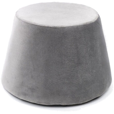 Pouf cylindrique en effet velours "Cocoon" - Gris - L 31.5 x l 34 x H 46.5 cm - Livraison gratuite (1/4)