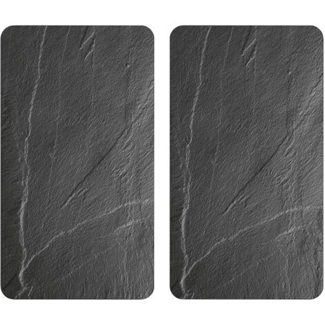 Lot de 2 plaques de protection en ardoise gris 50 x 28,5 cm – Verre ESG trempé – Antidérapantes pour surfaces de cuisson – Kesper