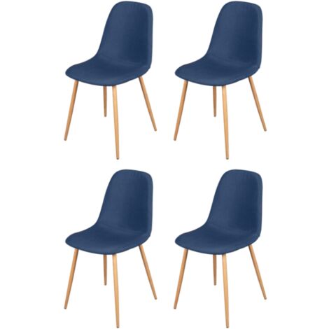 Lot de 4 chaises repas 54x45x87 cm en tissu bleu - JULES (1/4)