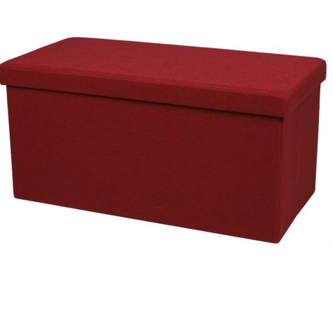 Banc de rangement pliable en tissu "Kube" - Rouge - L 76 x P 38 x H 38 cm - Livraison gratuite (1/4)