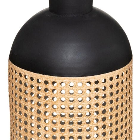 Vase en métal et canahe "Houria" - Noir - H 60,5 cm - Livraison gratuite