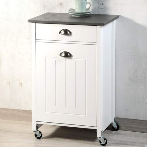 Chariot Rangement CLP PL912 - 3 Étages + Tiroir | Roulettes Blocables | Blanc | Pour Cosmétiques, Ustensiles