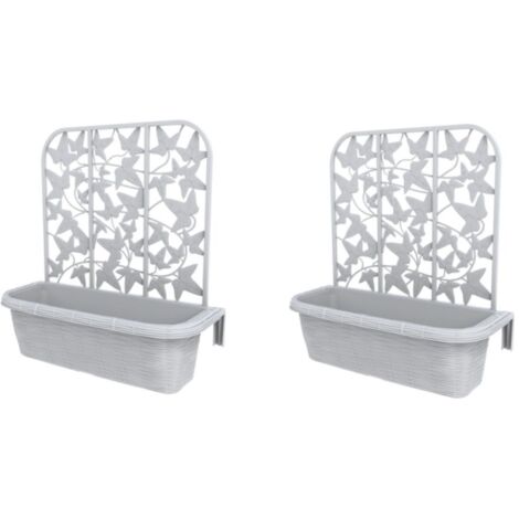 Set de 2 jardinières de balcon en plastique "Rondine" - Blanc - L 60 x l 20 x H 64 cm - Livraison gratuite (1/5)