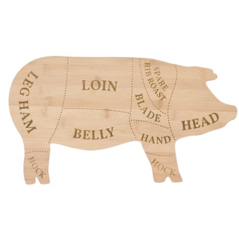 Planche à découper forme de cochon en bambou - Beige - L 49 x P 27,5 cm - Livraison gratuite (1/2)