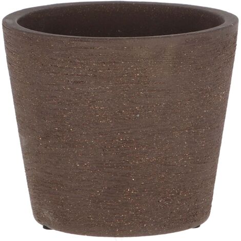 Pot de fleurs rond en terre cuite - Marron - D 15 x H 13 cm - Livraison gratuite