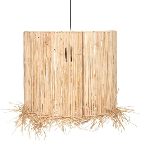 Suspension luminaire en métal et rafia "Haci" - Beige - D 36 cm - Livraison gratuite