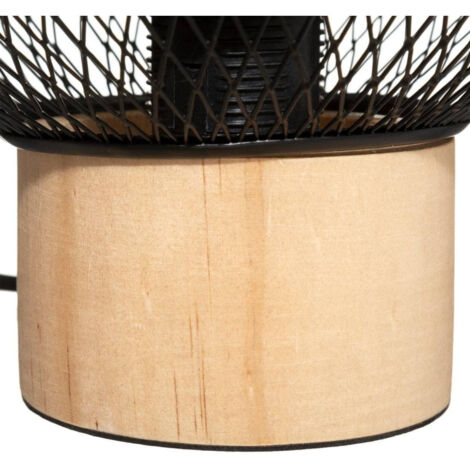 Lampe à poser en métal et bois "Ewan" - Beige et noir - H 18,5 x P 20 x L 20 cm - Livraison gratuite