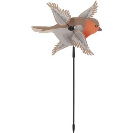 Moulin à vent à planter forme rouge gorge européen - Multicolore - H 92 cm - Livraison gratuite (1/5)