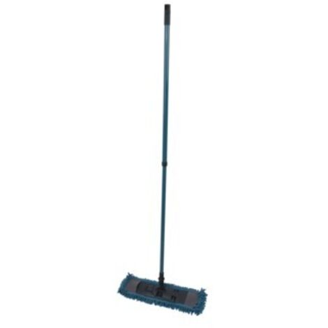 Balai avec MOP chenille en microfibre et manche téléscopique en métal - Bleu paon- H 74 à 130 cm - Livraison gratuite (1/3)
