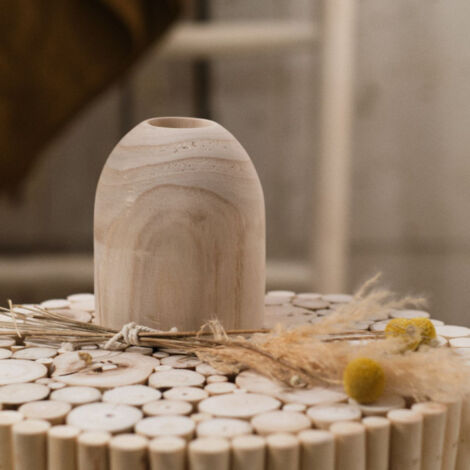 Vase en bois "Paulonia" - Beige - D 10 x H 18 cm - Livraison gratuite (1/2)