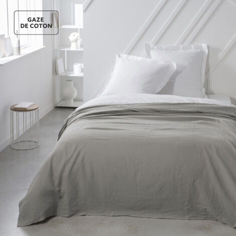 Couvre lit double "Essential" en Gaze de Coton - Beige - 220 x 240 cm - Livraison gratuite