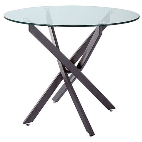 Table ronde design - Agis - D 90 x H 73 cm - Verre et noir mat - Livraison gratuite