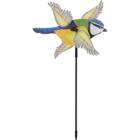 Moulin à vent à planter forme mésange bleue - Multicolore - H 92 cm - Livraison gratuite (1/5)
