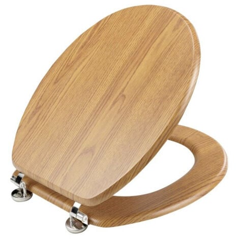 Abattant WC à Charnières Métal 37,5 x 46 cm Strata Chene - MDF Effet Bois - Livraison gratuite