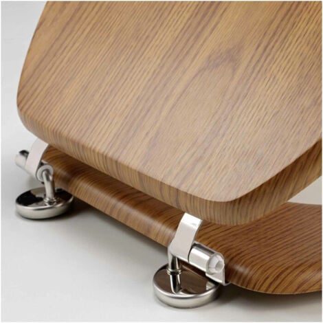 Abattant WC à Charnières Métal 37,5 x 46 cm Strata Chene - MDF Effet Bois - Livraison gratuite
