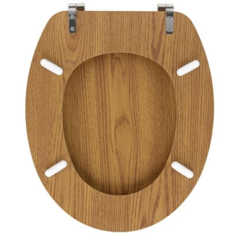 Abattant WC à Charnières Métal 37,5 x 46 cm Strata Chene - MDF Effet Bois - Livraison gratuite