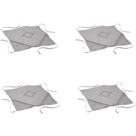 Lot de 4 galettes de chaise 40 x 40 cm – 4 rabats pour maintien optimal – 100% polyester – Couleur gris – Épaisseur 3 cm – L3C