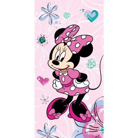 Disney - Serviette de plage en coton "Minnie : Noeud"- Rose - 70 x 140 cm - Livraison gratuite
