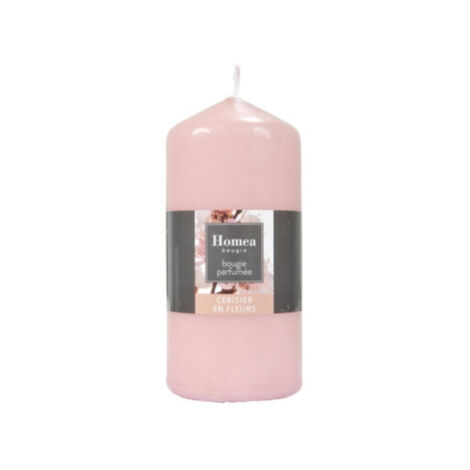Bougie Pilier parfum cerisier en fleurs - Rose - D 7 x H 15 cm - Livraison gratuite (1/3)