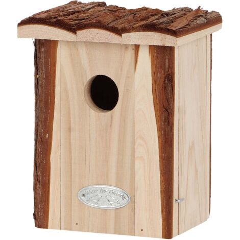 Nichoir pour oiseaux avec toît en écorce - Marron - L 13,4 x P 12,5 x H 17 cm - Livraison gratuite (1/2)