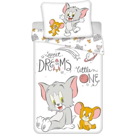 Parure de lit bébé en coton "Tom & Jerry" - 100 x 135 cm - Livraison gratuite