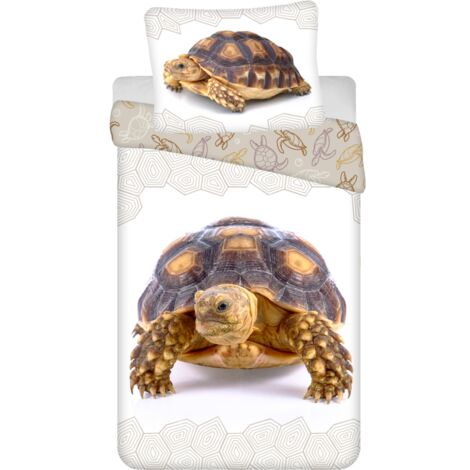 Parure de lit en coton "Tortue" - Beige/Marron - 140 x 200 cm - Livraison gratuite (1/5)