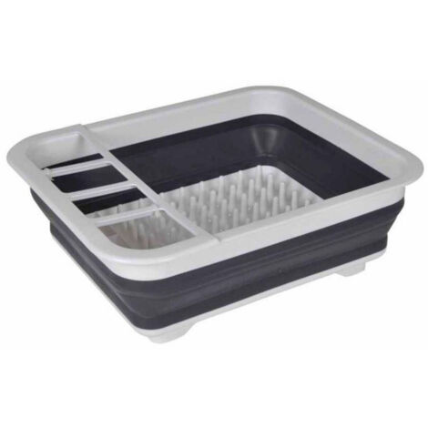 Égouttoir à vaisselle rétractable - Blanc/Anthracite - L 36,5 x l 31.5 x H 13 cm - Livraison gratuite (1/2)