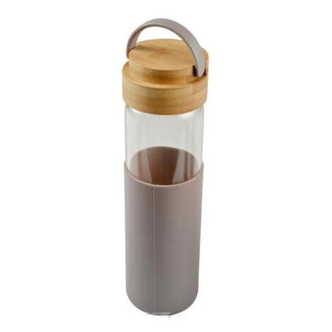 Gourde en verre et bambou avec anse - Taupe - 0,6L - D 6,6 x H 24 cm - Livraison gratuite (1/3)