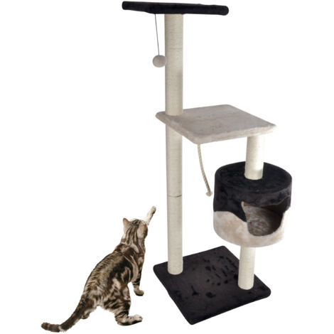 Arbre à chat avec jouets et niche - Beige/Marron - H 106 cm - Livraison gratuite (1/4)