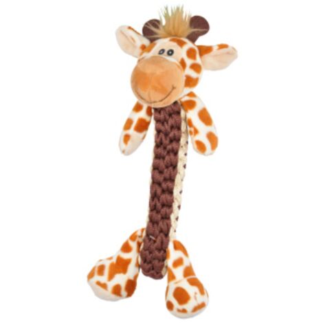 Jouet peluche Girafe avec corde sonore pour chien "Les Féroces" - Orange - H 34 cm - Livraison gratuite (1/5)