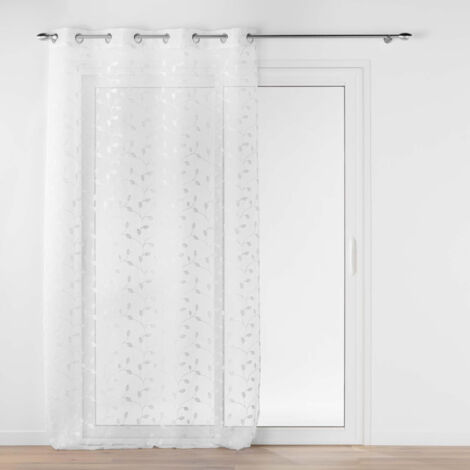 Voilage à œillets 140 x 240 cm Edna Blanc - Voile Sablé Brodé Métallisé - Livraison gratuite (1/5)