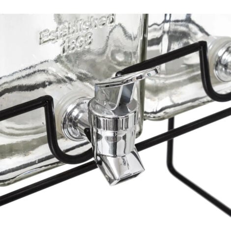 Triple fontaine à boisson en verre avec support en métal - 3 x 1,5L - L 32,5 x P 15,5 x H 36 cm - Livraison gratuite