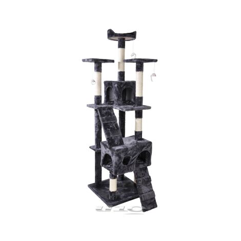 Arbre à chat avec 5 plateformes et 3 jouets - Gris - L 49 x l 49 x H 168 cm - Livraison gratuite (1/3)