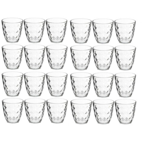 Lots de 24 gobelets en verres 25 cl Verres à eau martelés Fabrication Française Empilables Tous usages - Livraison gratuite (1/2)