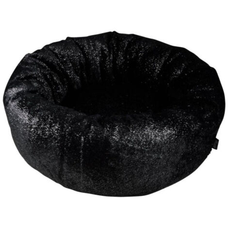 Coussin rond apaisant pour animaux à paillettes - Noir avec paillettes argentées - D 55 x H 25 cm - Livraison gratuite (1/3)