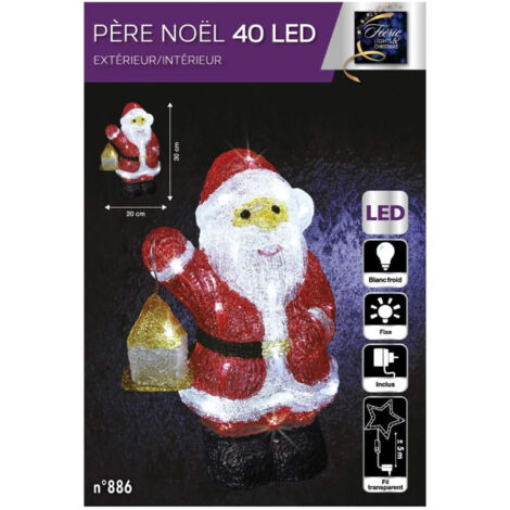 Décoration lumineuse d'extérieur de Noël - Père Noël - L 19 x P 13 x H 30 cm - Livraison gratuite