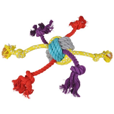 Jouet pour chien en corde avec 6 noeuds taille M - Multicolore - H 42 x D 11 cm - Livraison gratuite (1/4)