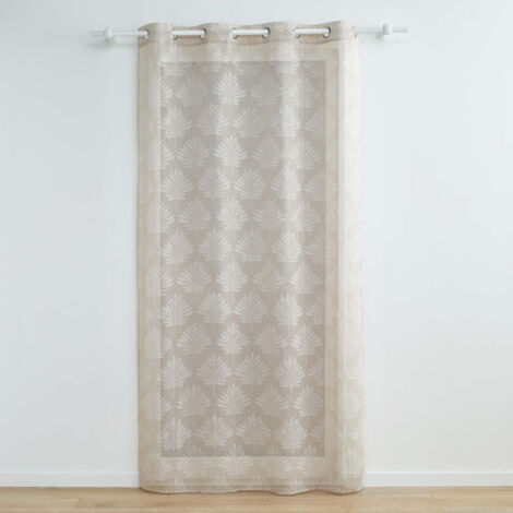 Voilage à œillets 140 x 240 cm Levita Taupe - Voile Tissé Appliqué - Livraison gratuite (1/5)