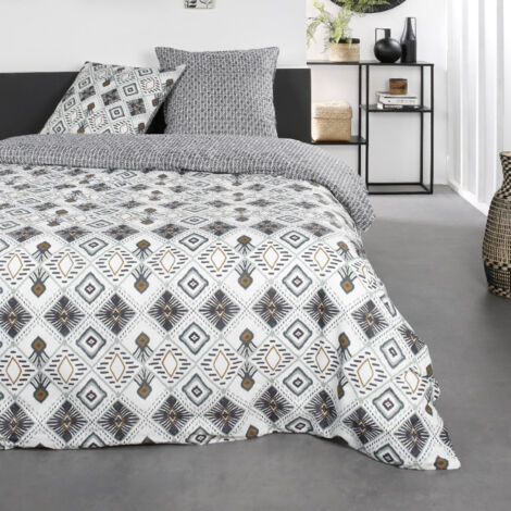 Parure de lit double "Sunshine" en coton imprimé motifs tribals - Multicolore - 220 x 240 cm - Livraison gratuite (1/2)