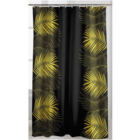 Rideau de Douche avec Crochets 180 x 200 cm Orbella Noir - Polyester Imprimé - Livraison gratuite (1/3)