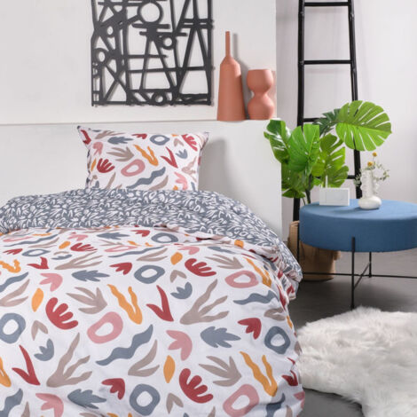 Parure de lit simple "Sunshine" en coton imprimé de divers dessins - Multicolore - 140 x 200 cm - Livraison gratuite (1/3)