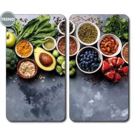 Ac-Deco – Lot de 2 plaques de protection en verre – Gris – 50 x 28,5 cm – Protection contre rayures et brûlures – Pour plaques vitrocéramiques