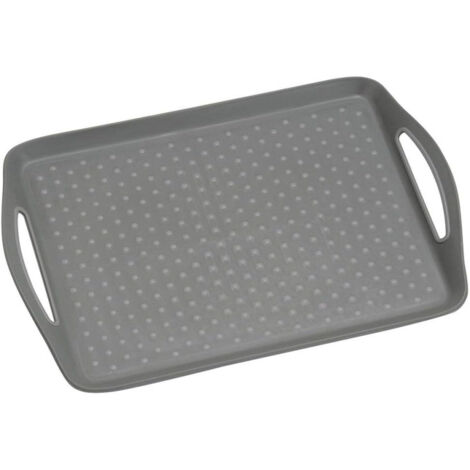 Plateau antidérapant - Gris - L 45.5 x l 32 x H 4.5 cm - Livraison gratuite (1/2)