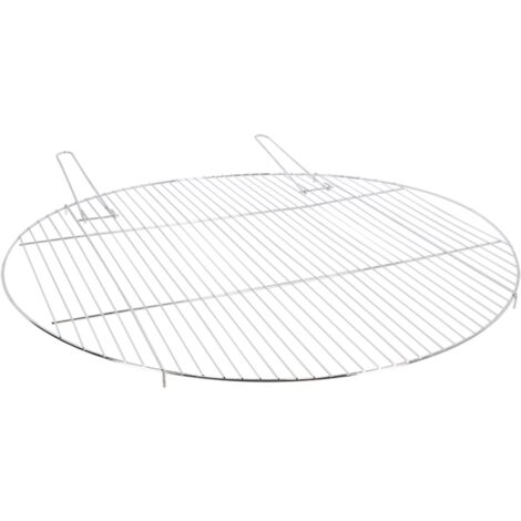 Grille de barbecue ronde en acier avec poignées - Argenté - D 82,5 cm - Livraison gratuite