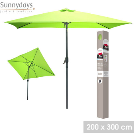 Parasol droit inclinable 300x200 cm en tissu vert anis (1/4)