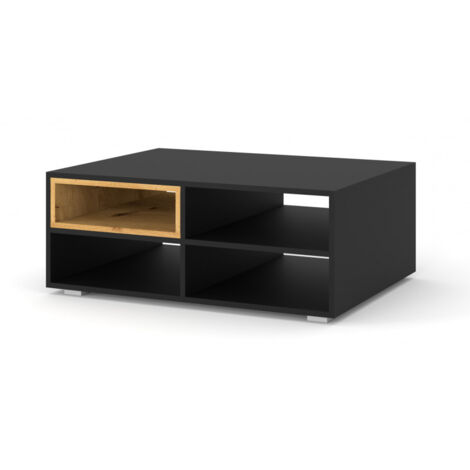 Table basse Anette avec 4 étagères en bois - Noir et beige - L 94 x P 60 x H 45 cm - Livraison gratuite (1/5)