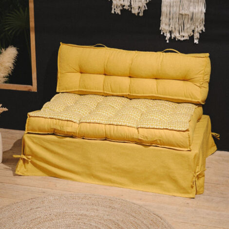 Housse d'extérieur pour palette en coton "Spirit Garden" - Jaune - L 120 x P 80 x H 30 cm - Livraison gratuite