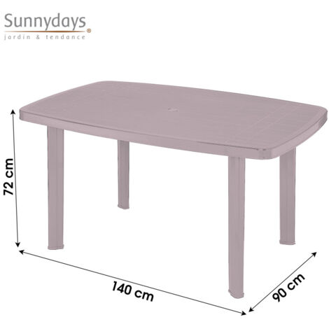 Table de jardin "Faro" - Taupe - L 140 x l 90 x H 72 cm - Livraison gratuite