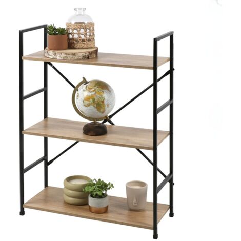 Bibliothèque industrielle à 3 étagères "Colorado" - Noir/Marron clair - L 58,5 x l 23,5 x H 80 cm - Livraison gratuite (1/10)