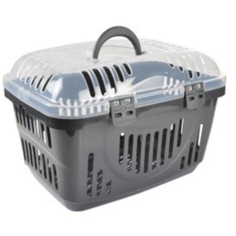 Panier de transport en plastique pour animaux - Gris - L 49 x l 33 x H 33 cm - Livraison gratuite (1/3)